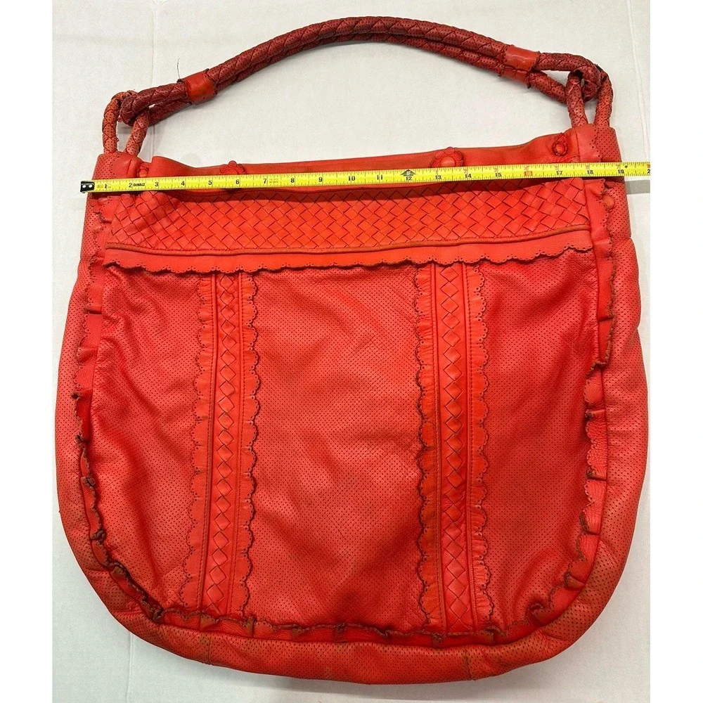 Bottega Veneta Hobo Bag Purse Large Red Nappa Leather Intrecciato Runway Boho
